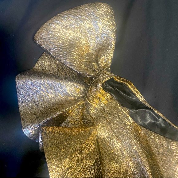 NWOT MAC DUGGAL Gold One Shoulder Bow Midi Dress - Size 4 - Picture 4 of 11